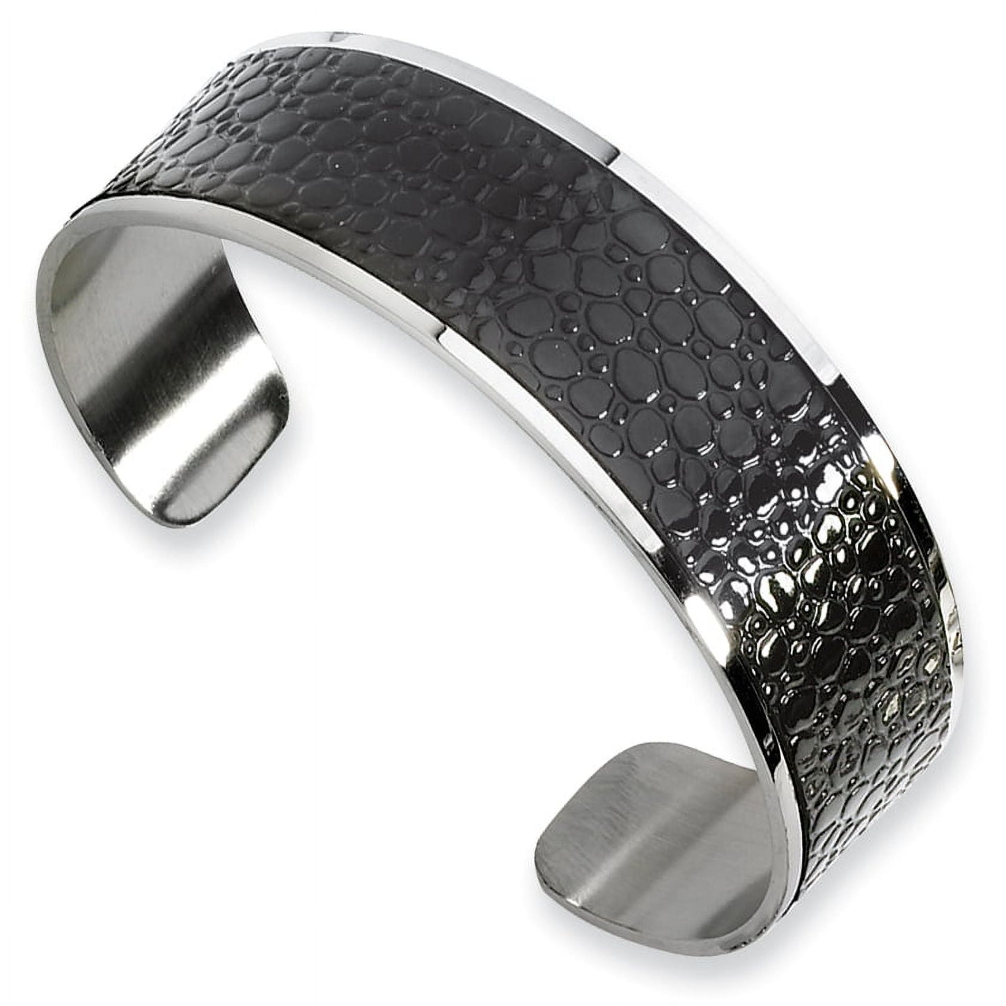Stainless Steel and Stingray Patterned Bangle
