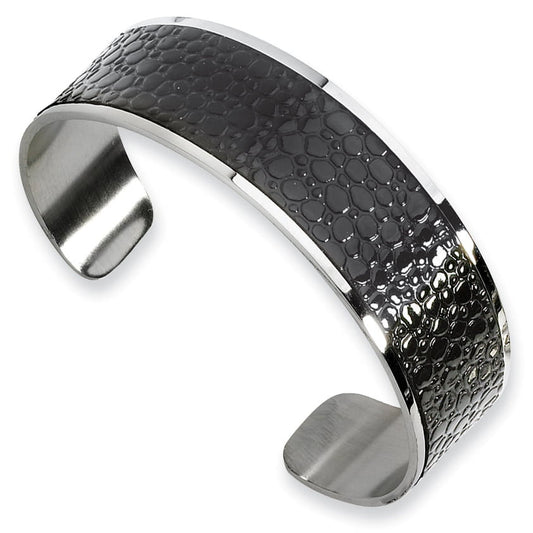 Stainless Steel and Stingray Patterned Bangle