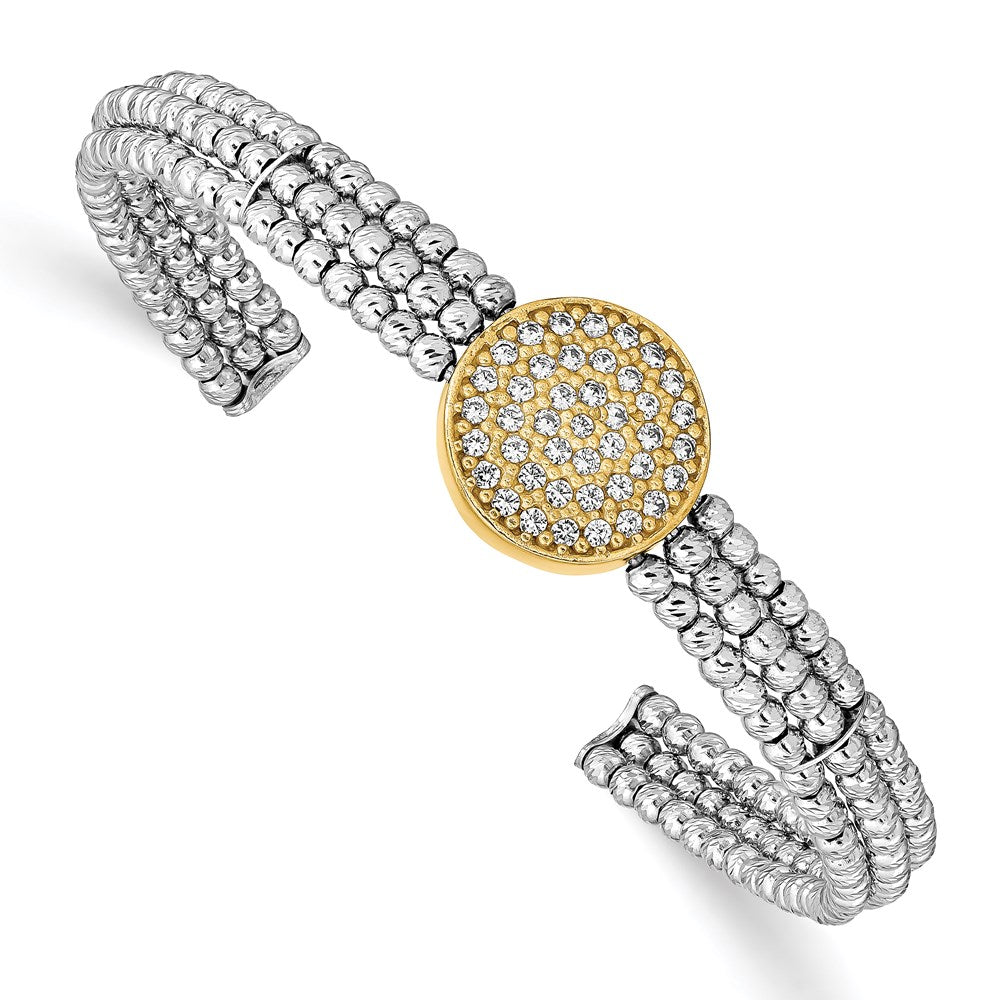 Sterling Silver Gold-tone Rhodium-plated Crystal Bangle