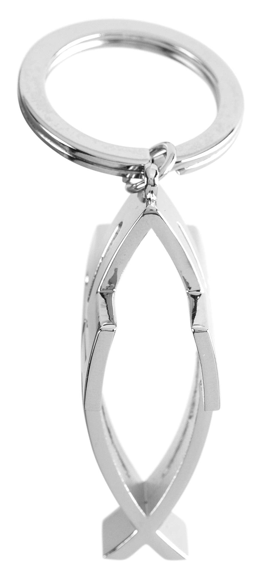 Silvertone Cross Cutout 2 x 1 Metal Novelty Keychain Accessory