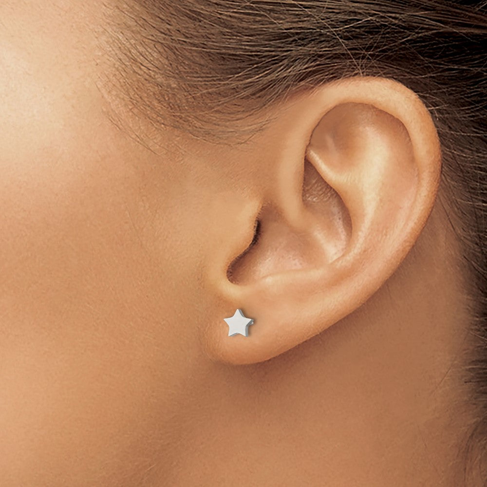 Stainless Steel Polished Star Post Earrings
