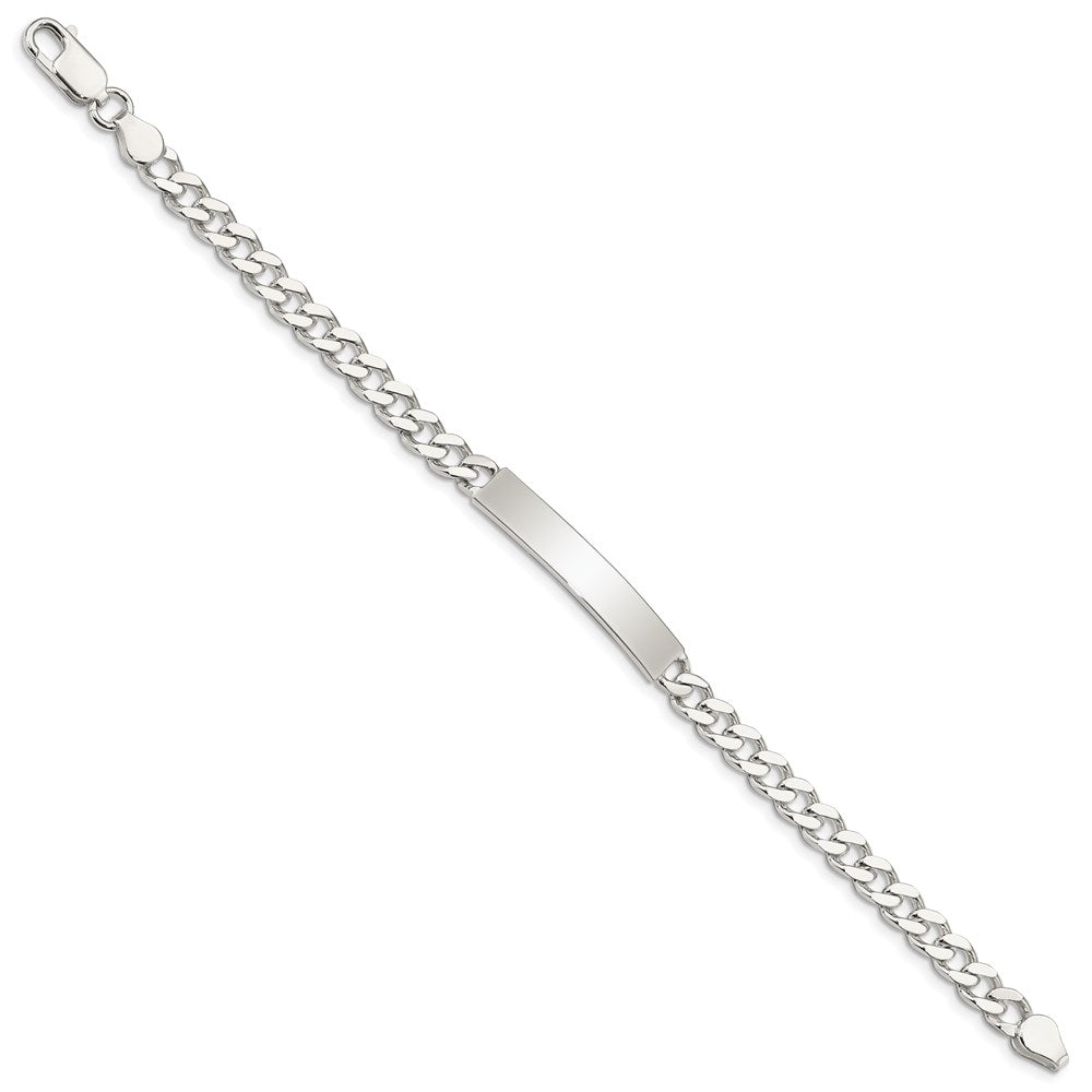 Sterling Silver 8inch Polished Engraveable Curb Link ID Bracelet 8 inches