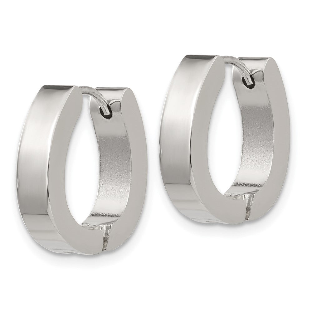 Stainless Steel Polished 4mm Hinged Hoop Earrings