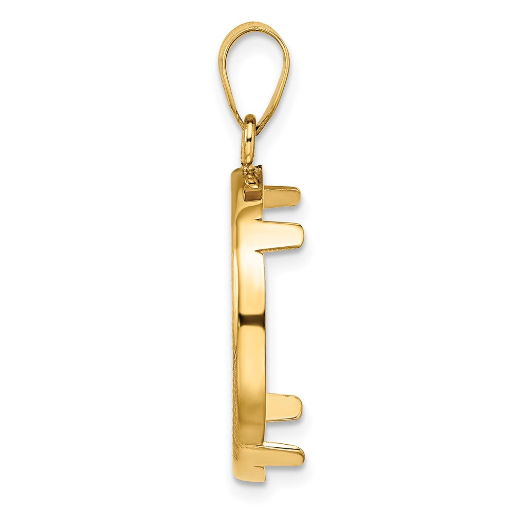 Wideband Distinguished Coin Jewelry 14k Polished and Diamond-cut 20.2mm Prong Coin Bezel Pendant