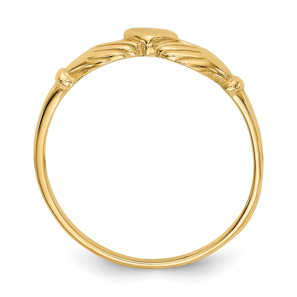 14k Polished and Satin Claddagh Ring Size 7