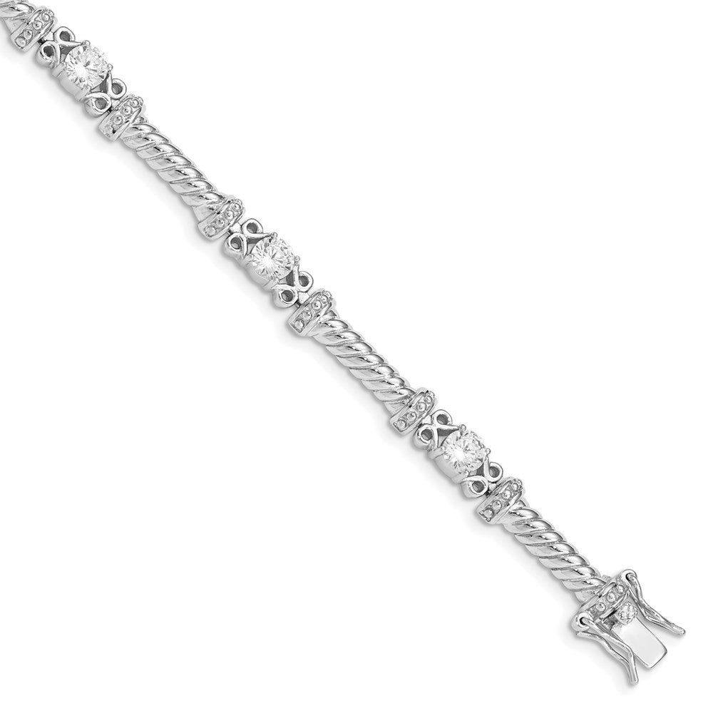 Sterling Silver Rhodium-plated CZ Bracelet 7 inches