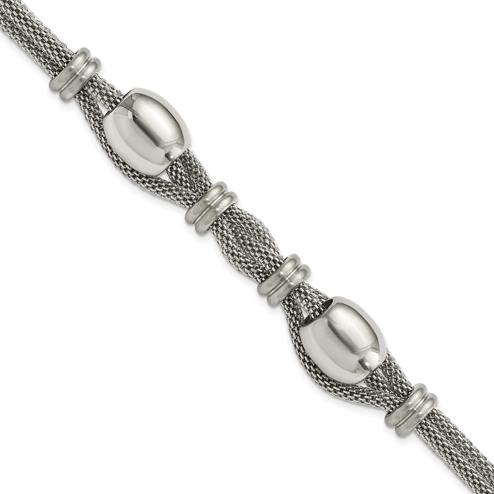 Stainless Steel Polished and Brushed Beads Twisted Bracelet