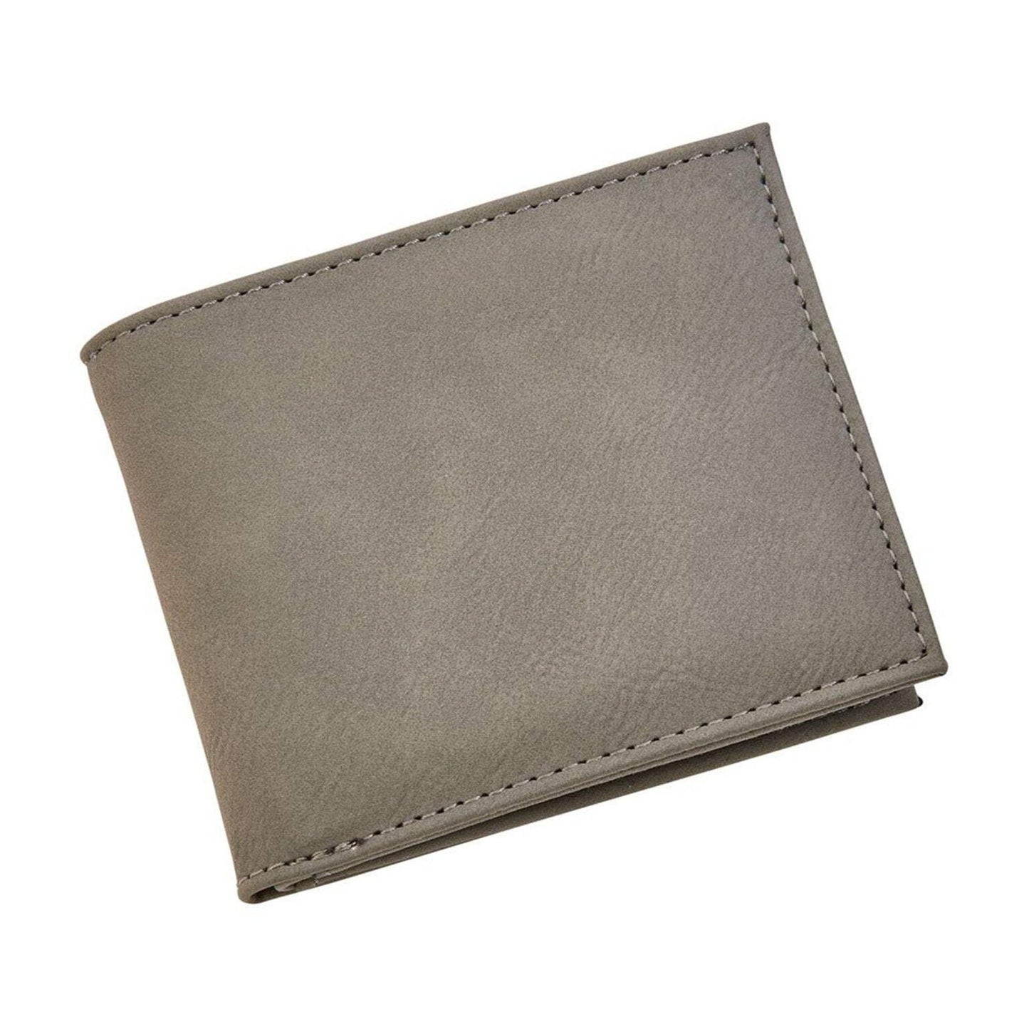 4.50" x 3.75" Gray Rectangular Leatherette Bill Fold Wallet