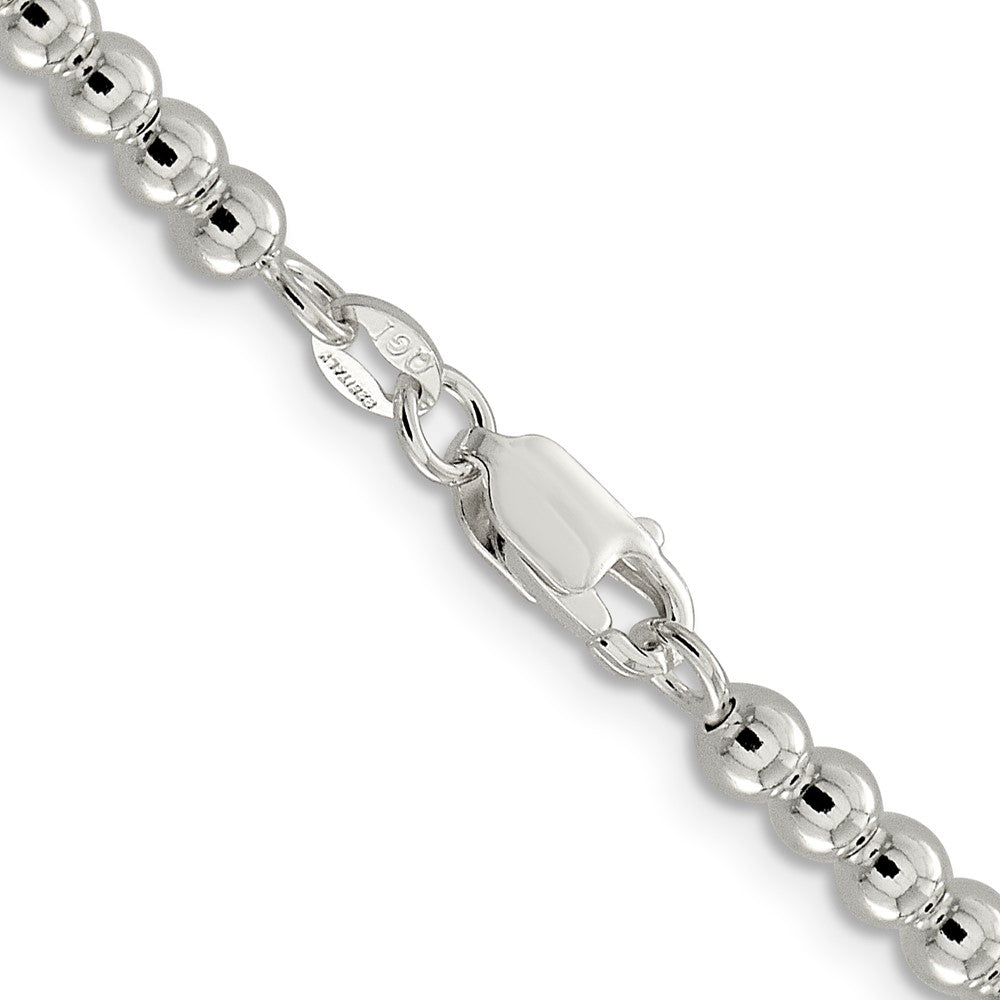 Sterling Silver 4mm Beads on Box Chain 16 Inches