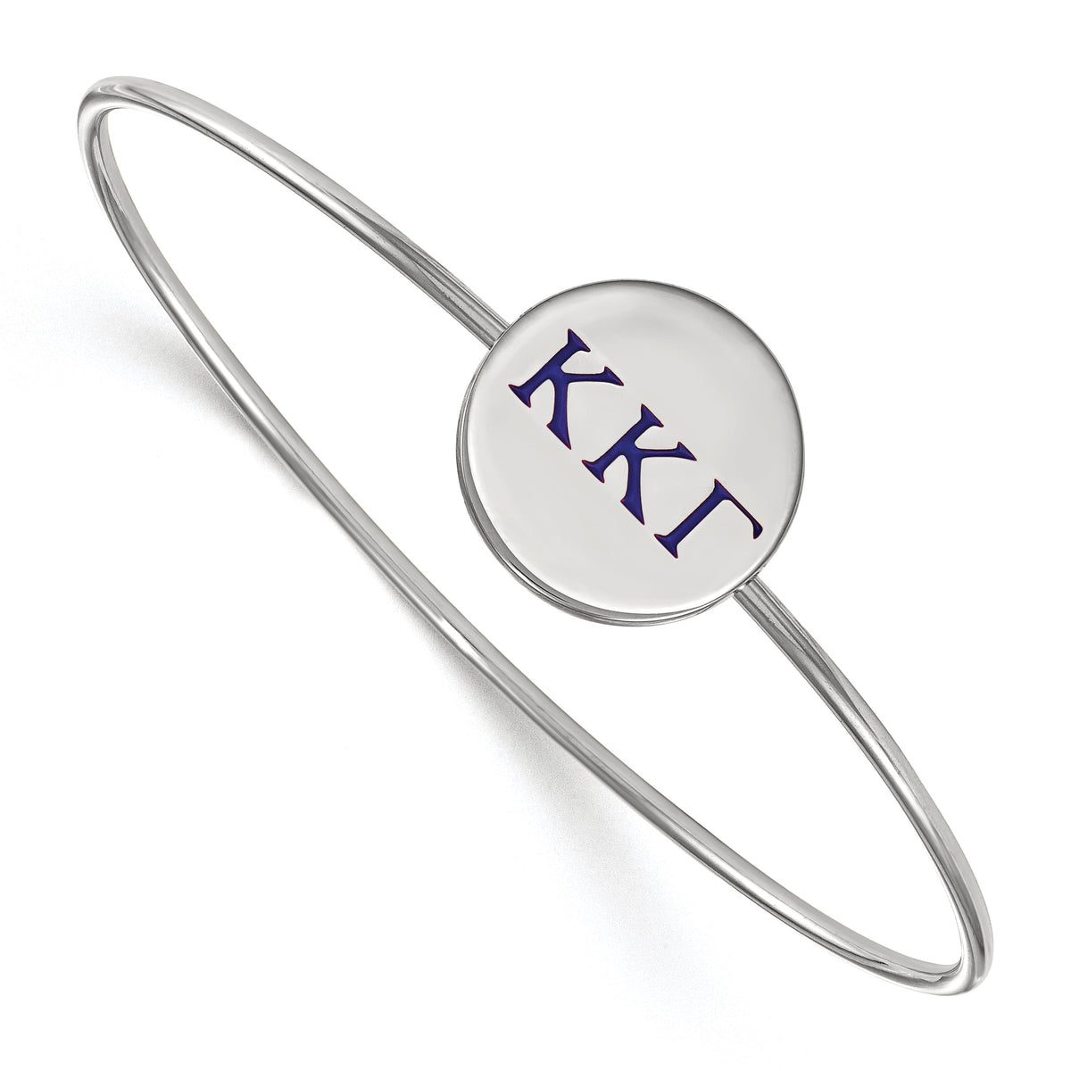Sterling Silver Official Licensed Greek Sororities 7in Kappa Kappa Gamma (???) Enameled Slip-on Bangle