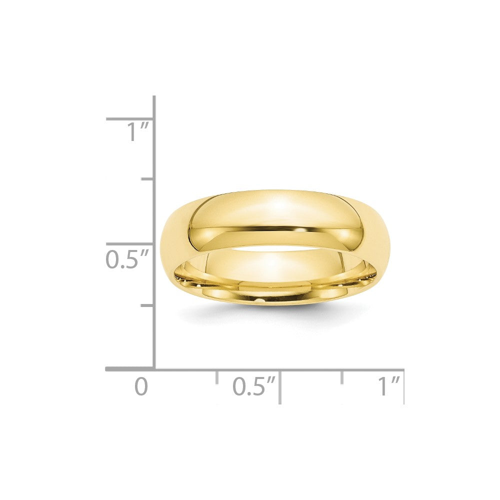 10k Yellow Gold 6mm Standard Weight Comfort Fit Wedding Band Size 8