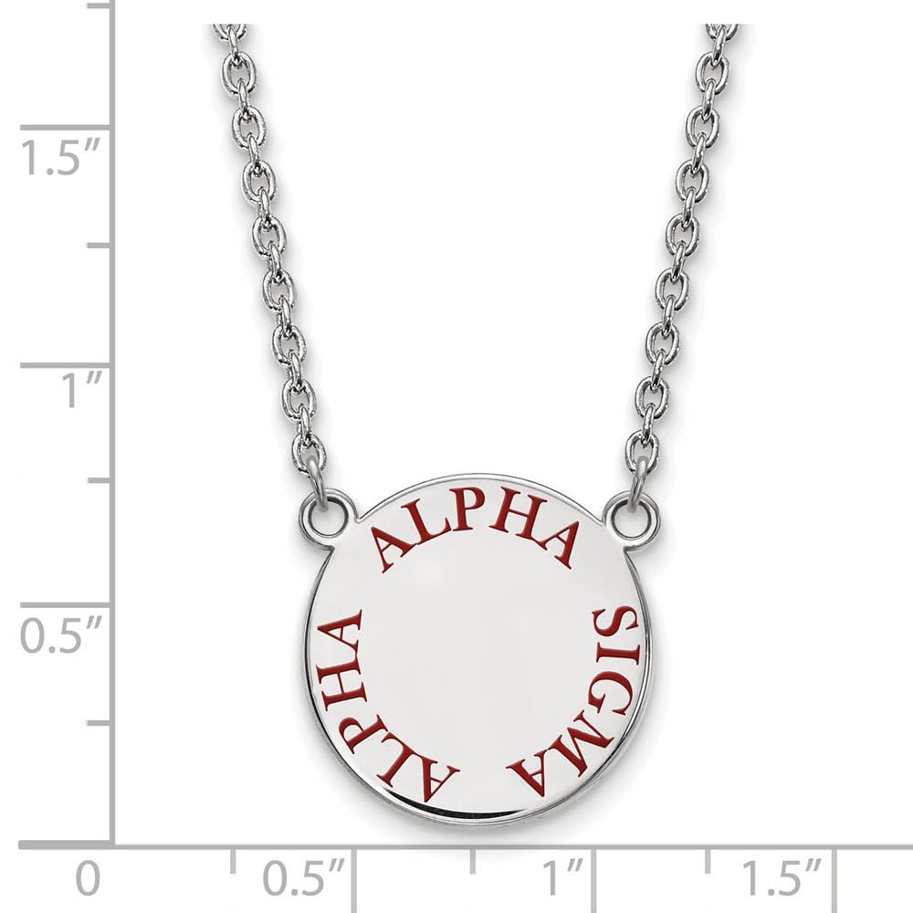 Sterling Silver 18in Official Licensed Greek Sororities Alpha Sigma Alpha (???) Small Enamel Pendant w/Necklace