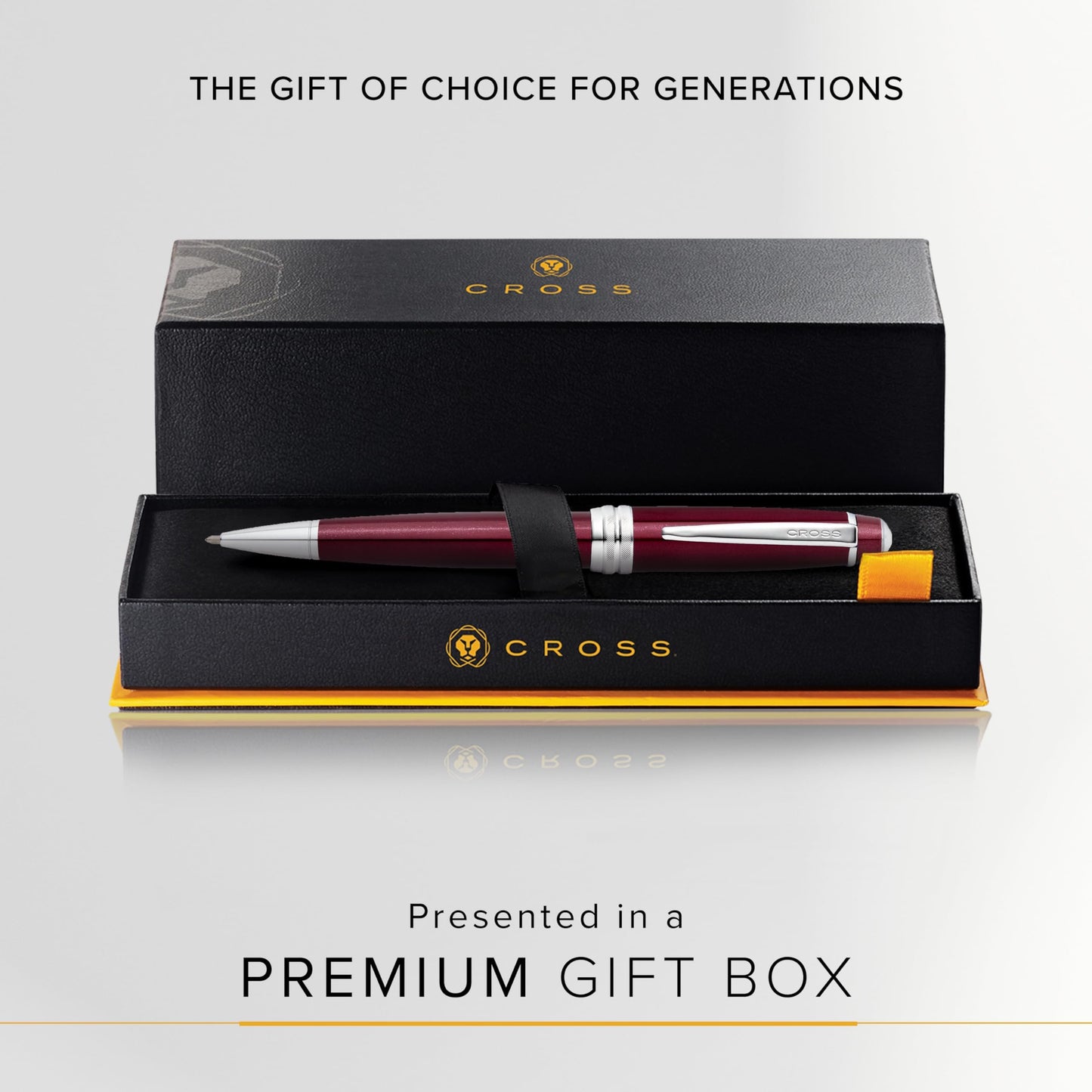 Cross Bailey Refillable Ballpoint Pen, Medium Ballpen, Includes Premium Gift Box - Red Lacquer