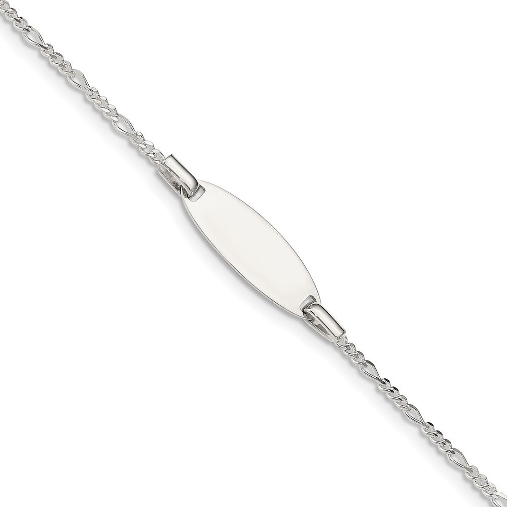 Sterling Silver Childrens 5in Plus 1in Ext ID Figaro Link Bracelet 5 inches