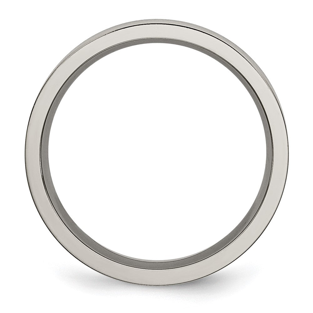 Titanium Brushed and Polished 6mm Grooved Band Size - 12