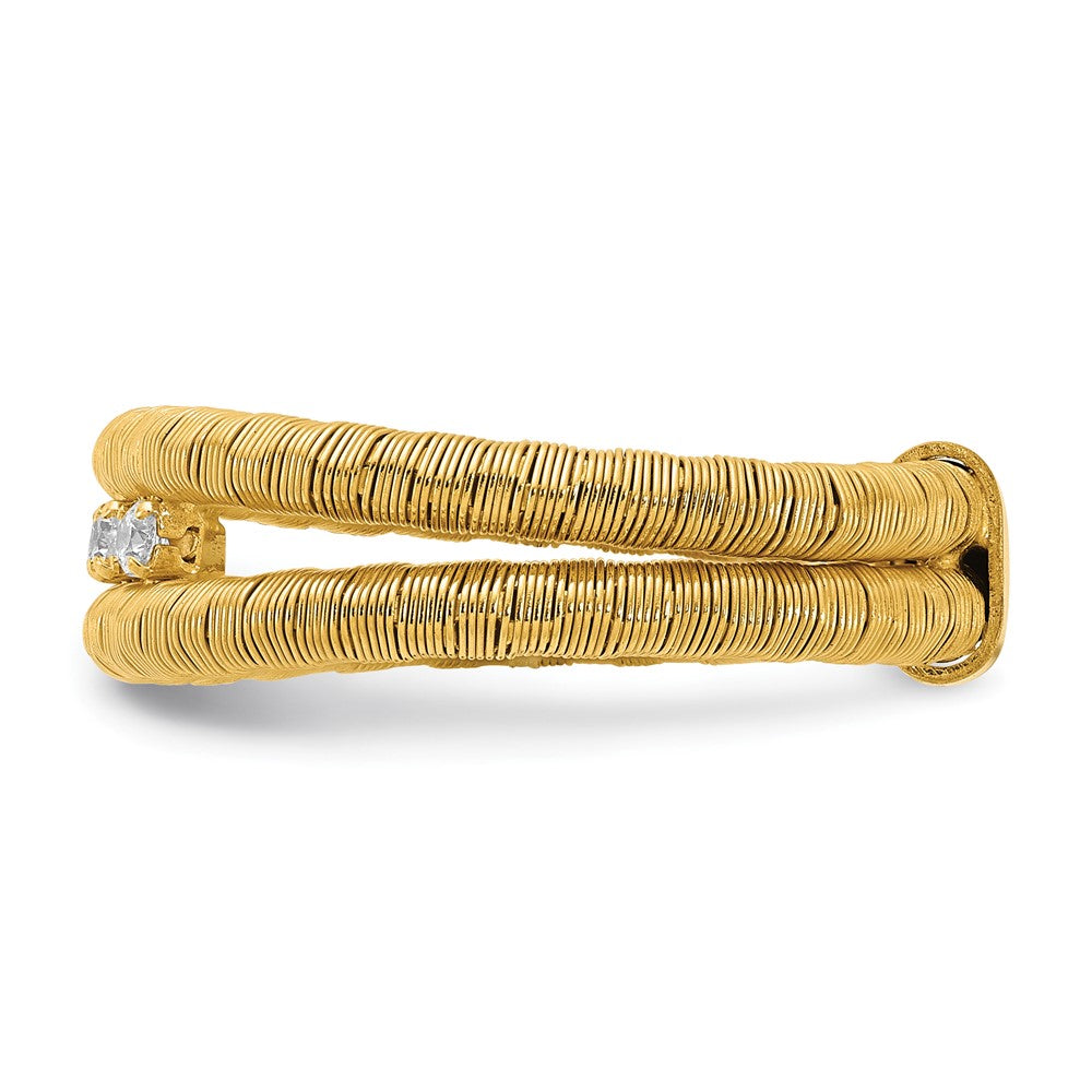 Sterling Silver Gold-plated CZ Wire Wrapped 2 Row Size 7 Ring