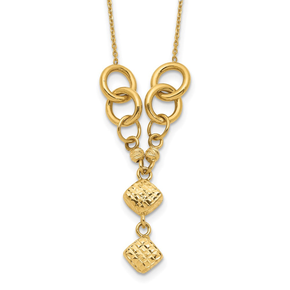 14K Polished & D/C w/2 in ext Necklace