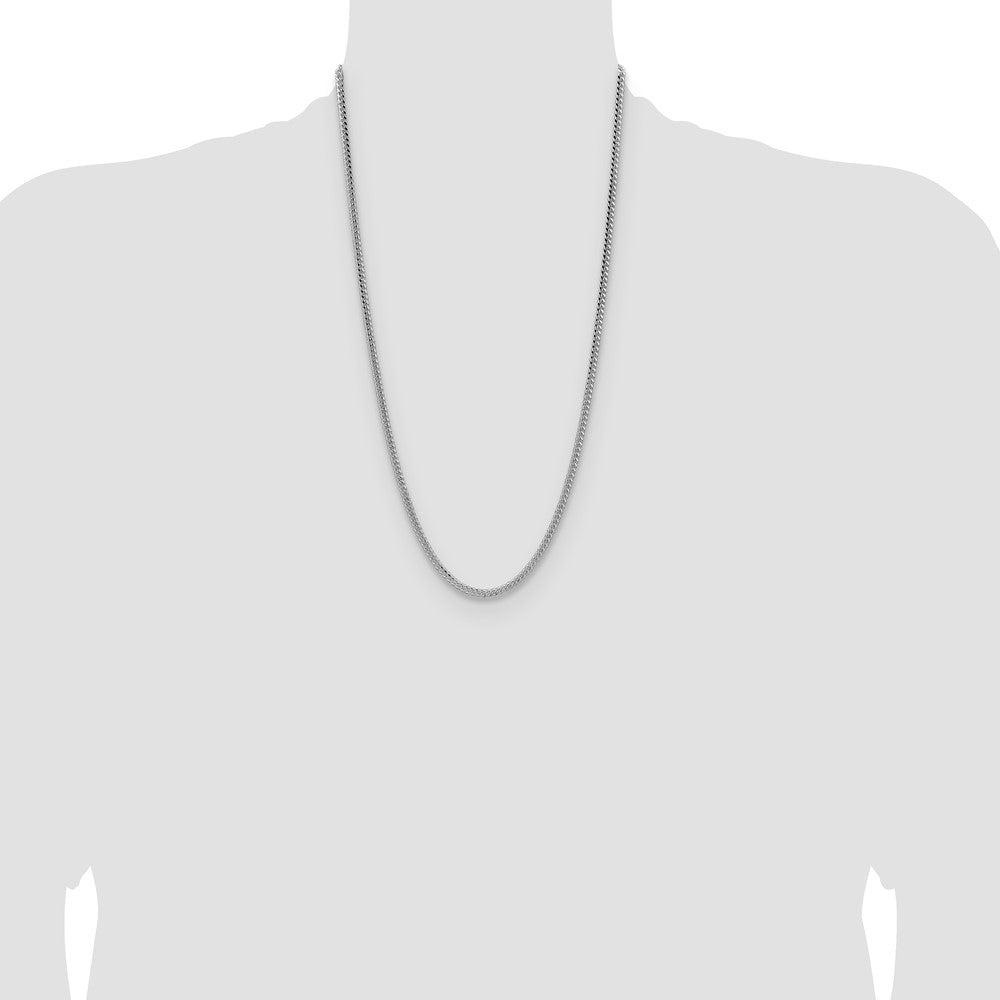 Sterling Silver Rhodium-plated 3.25mm Domed Curb Chain 26 Inches