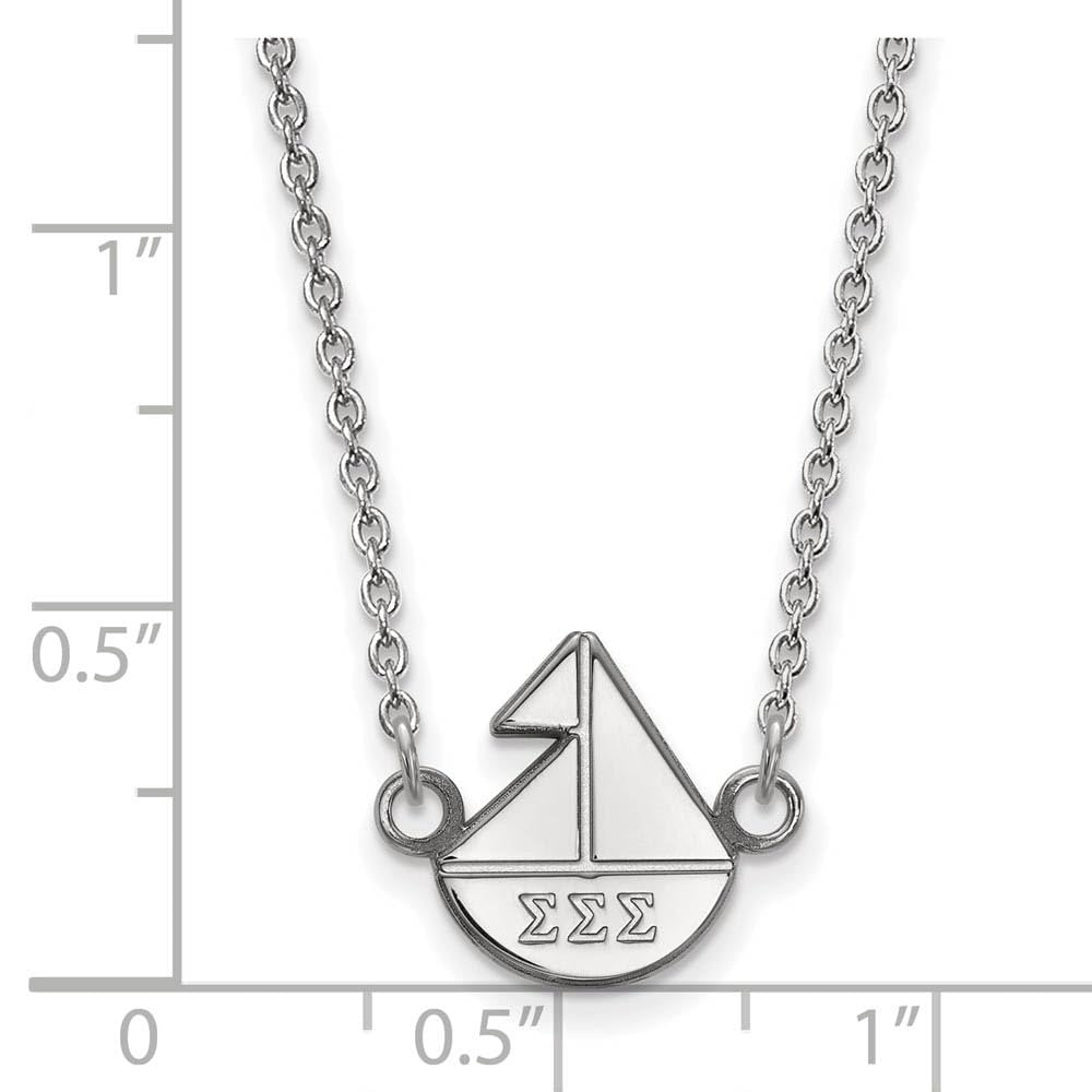 Sterling Silver 18in Official Licensed Greek Sororities Sigma Sigma Sigma (???) XS Pendant w/ Necklace
