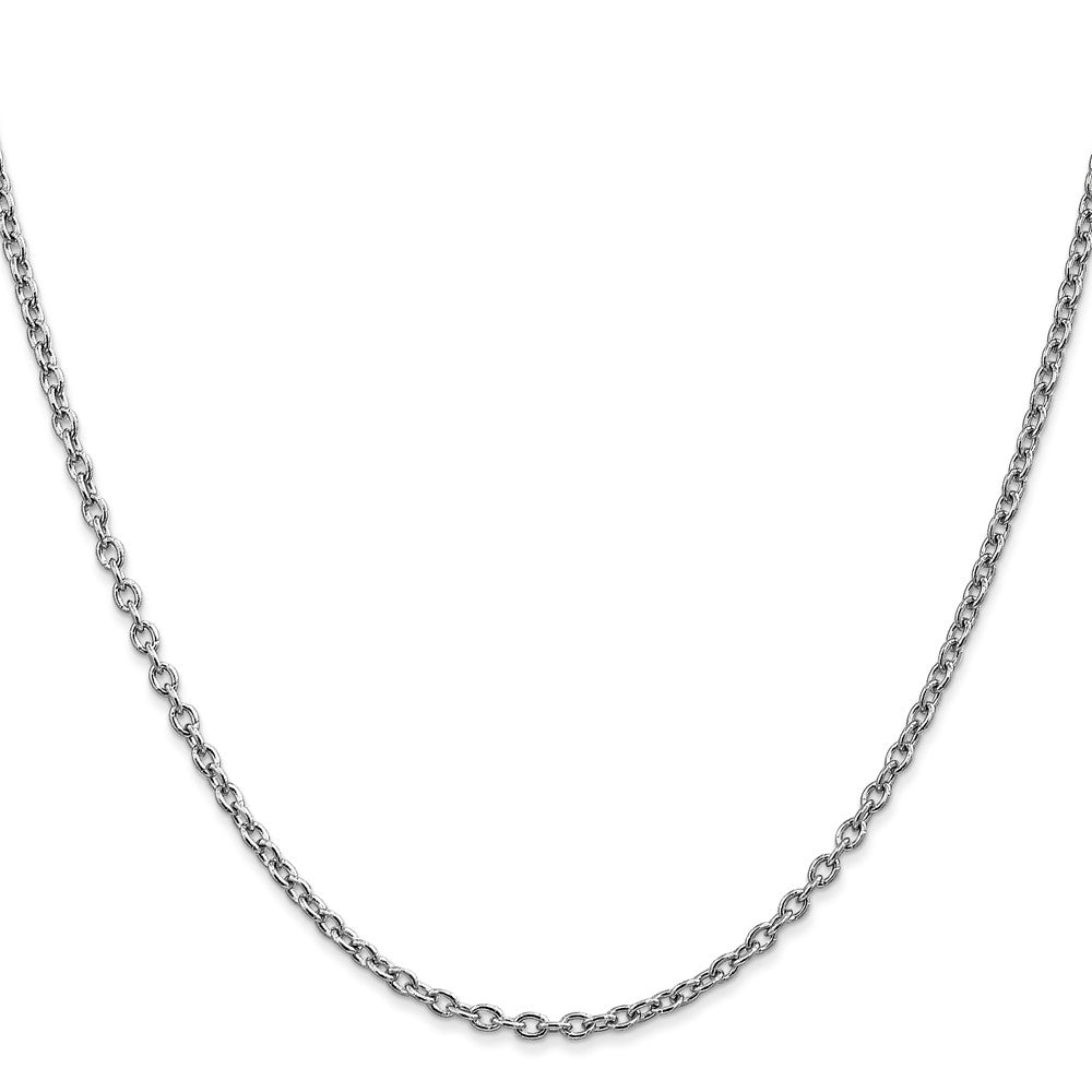 14K White Gold 24 inch 2.4mm Round Open Link Cable with Lobster Clasp Chain