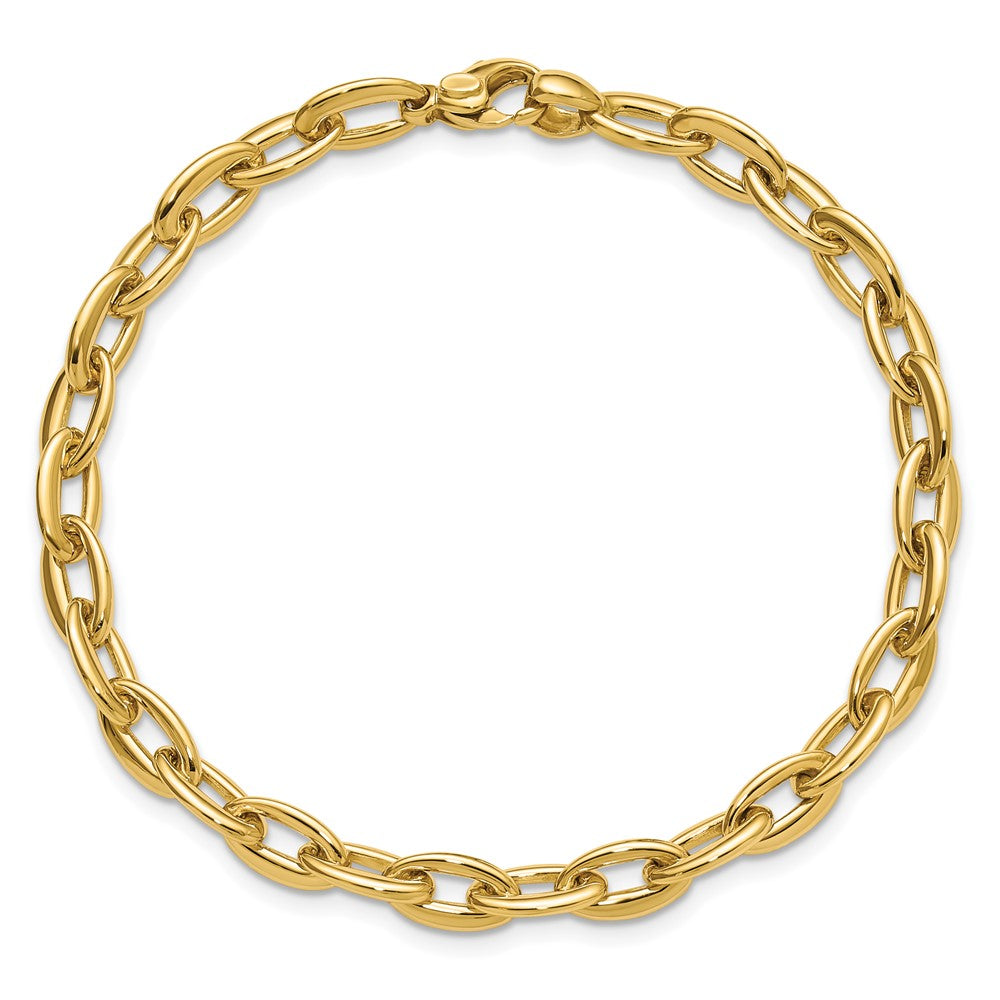 14K Polished Fancy 5.5mm Oval Link Bracelet 7.5  inches