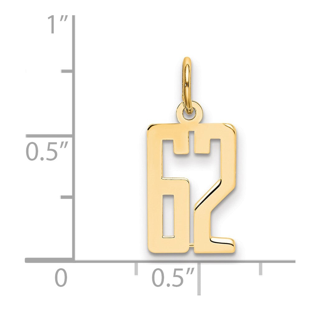 14k Small Elongated Number 62 Charm