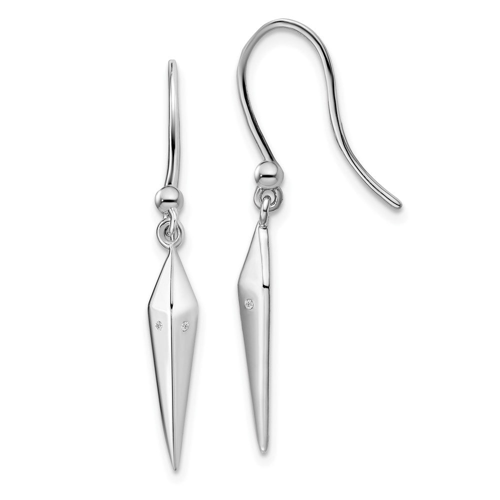 White Ice Sterling Silver Rhodium-plated Diamond Shepherd Hook Dangle Earrings
