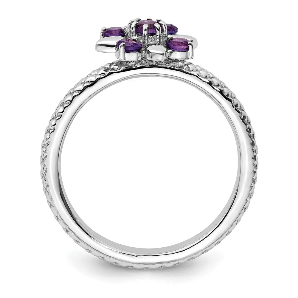 Sterling Silver Stackable Expressions Amethyst Ring Size -5