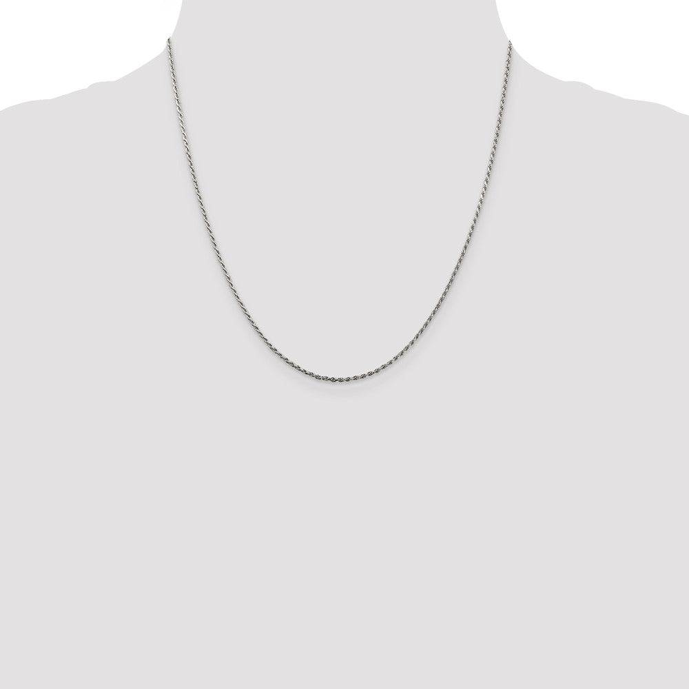 Sterling Silver 1.5mm Diamond-cut Rope Chain 20 Inches
