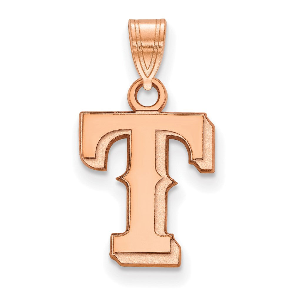 Sterling Silver Rose Gold-plated MLB LogoArt Texas Rangers Small Pendant