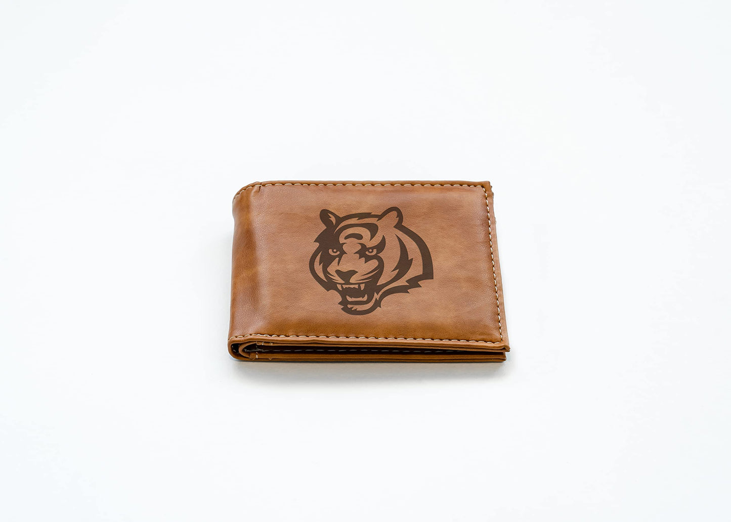 Rico Industries Football Cincinnati  Brown Laser Engraved Bill-fold Wallet - Slim Design - Great Gift
