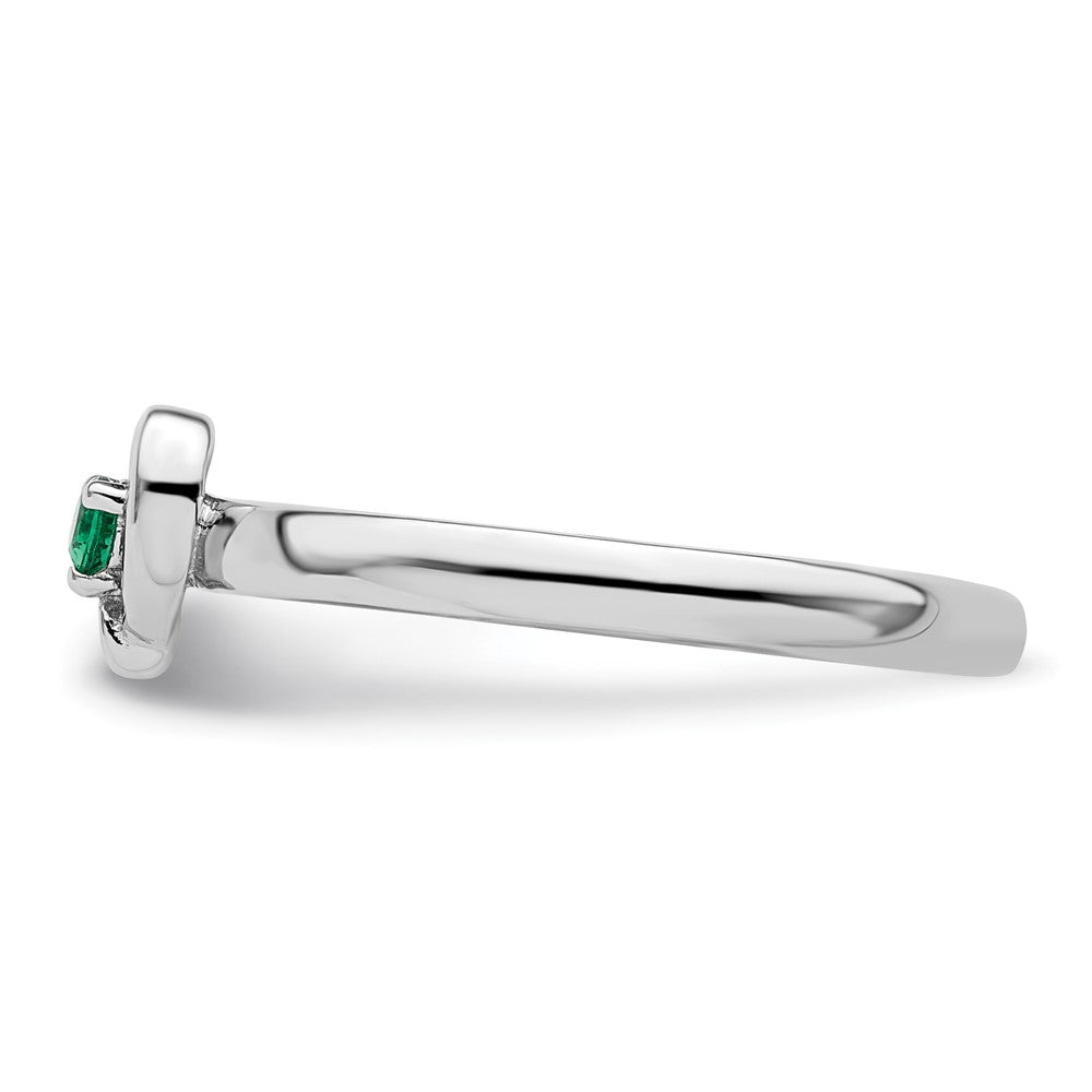 Sterling Silver Stackable Expressions Created Emerald Heart Ring Size -5