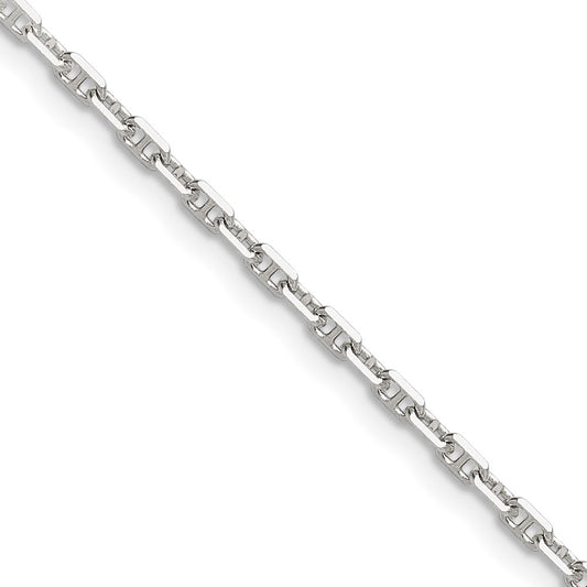 Sterling Silver Polished and D/C 2mm Mariner Link Chain