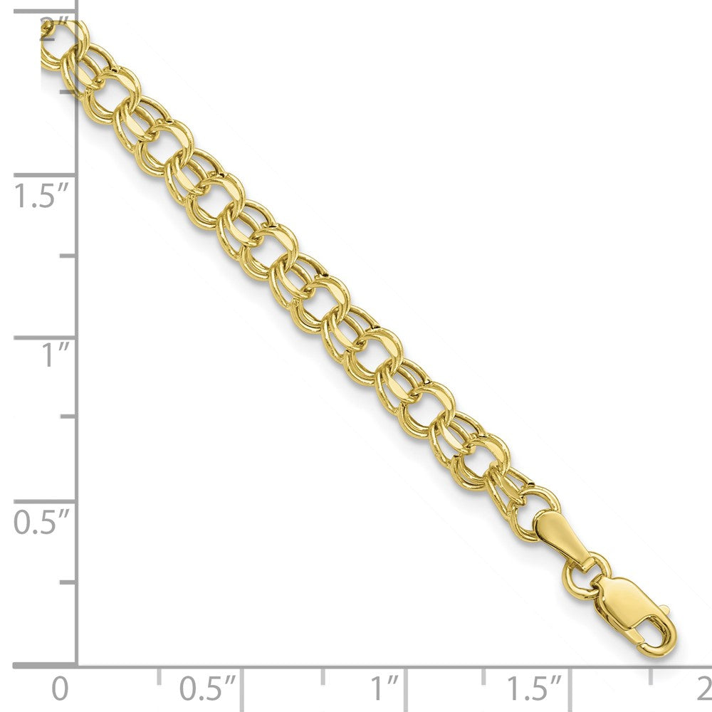 10k 7in 4.5mm Hollow Diamond-cut Double Link Charm Bracelet