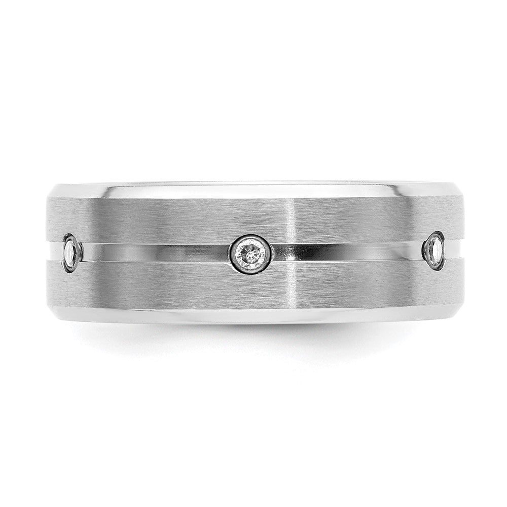 Cobalt Brushed and Polished with CZ Beveled 8mm Band Size - 7