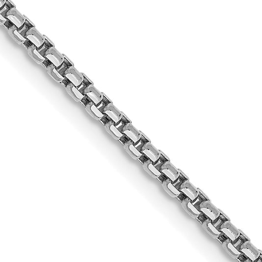 14K White Gold 18 inch 1.75mm Semi-Solid Round Box with Lobster Clasp Chain