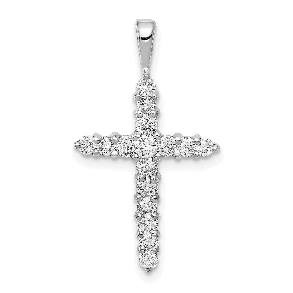 14k White Gold 1/2 carat Lab Grown Diamond VS/SI+ G+ Cross Pendant