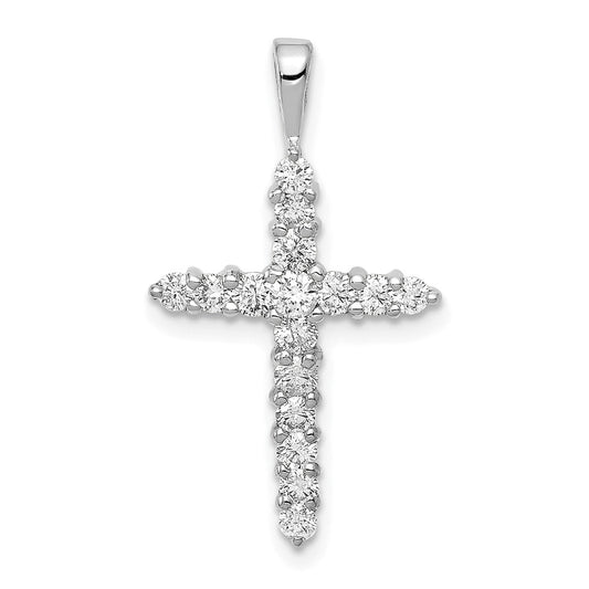 14k White Gold 1/2 carat Lab Grown Diamond VS/SI+ G+ Cross Pendant