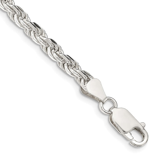 Sterling Silver 4.25mm Diamond-cut Rope Chain 7 inches