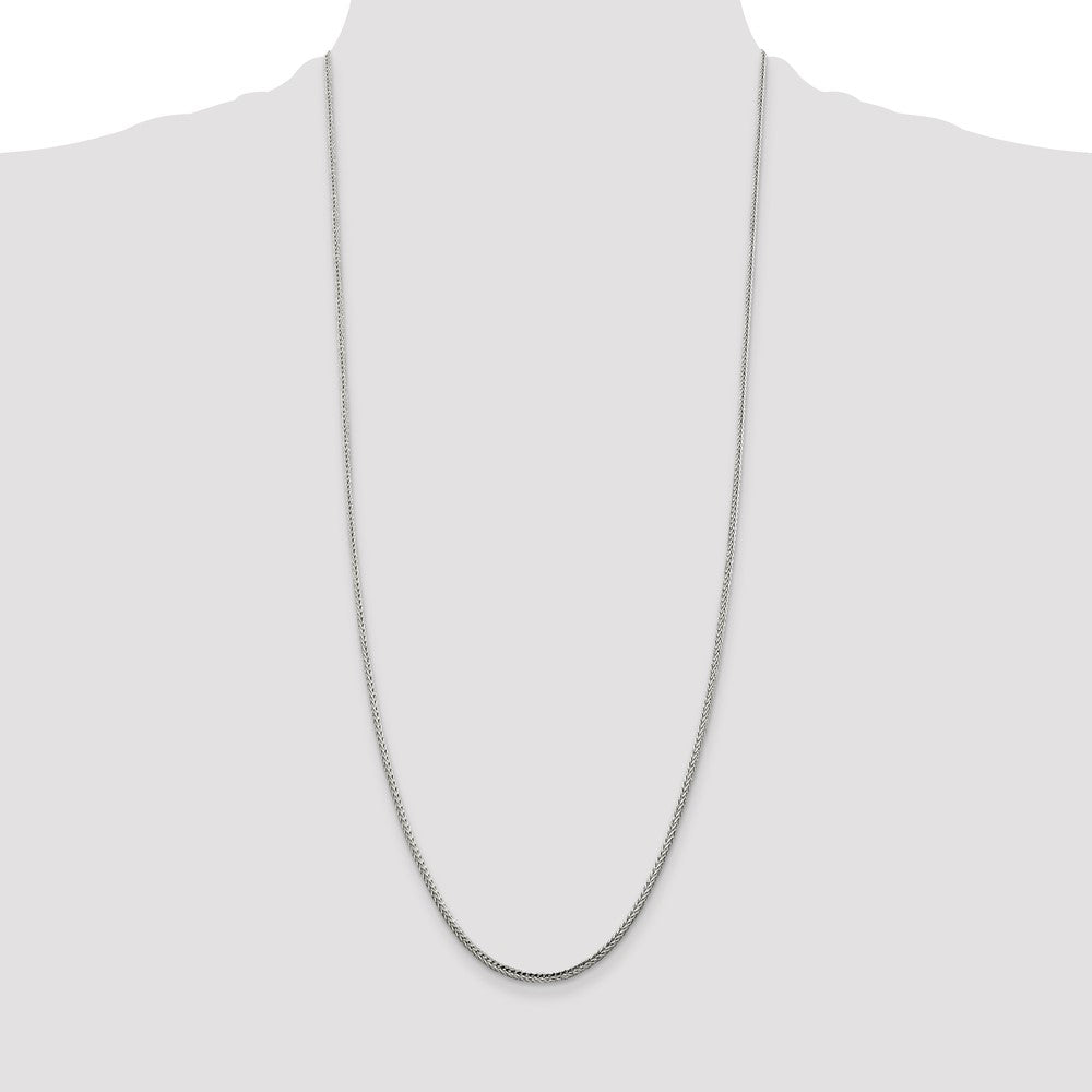 Sterling Silver 2mm Diamond-cut Round Franco Chain 30 Inches