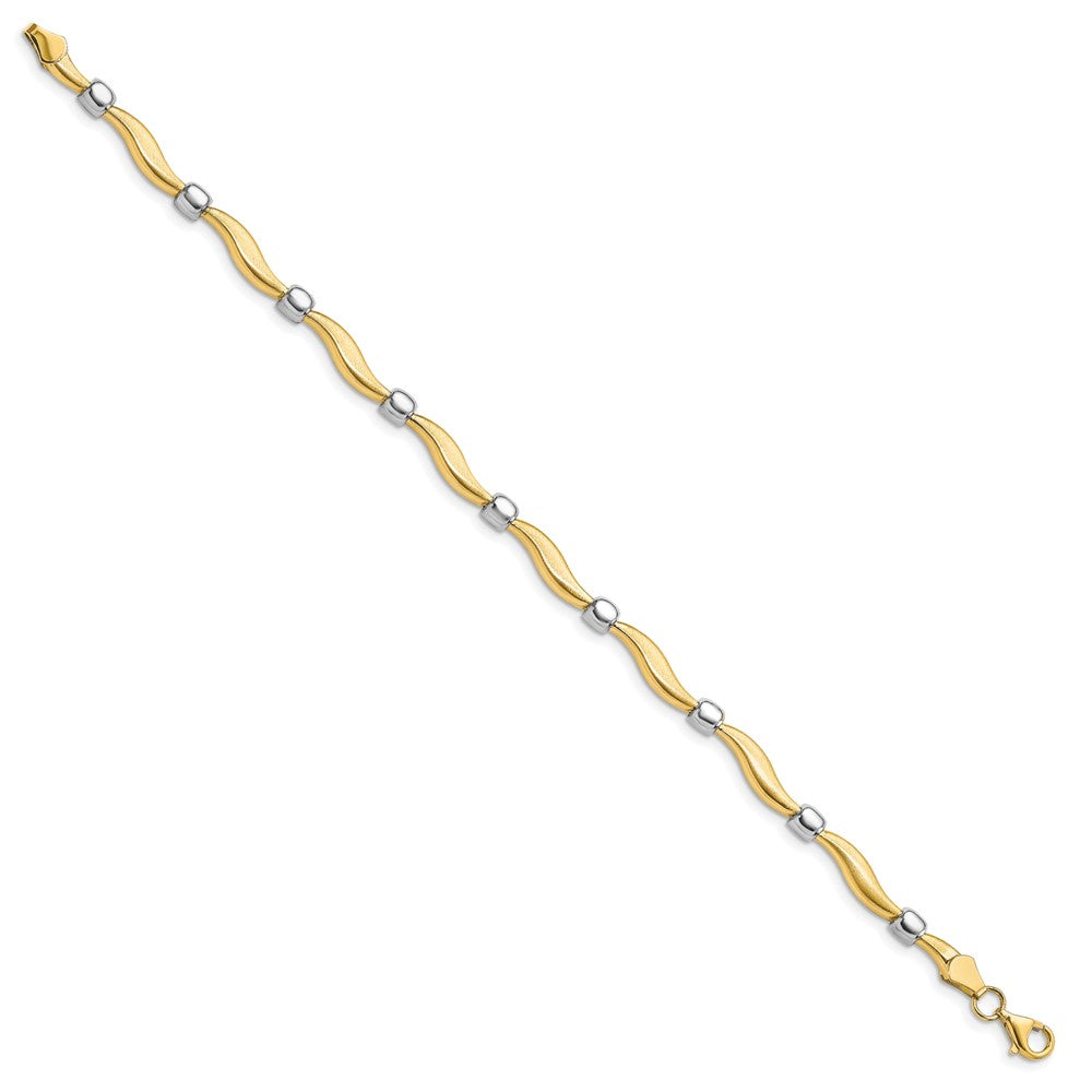 10K Rhodium-plated Polished and Satin Bracelet 7.5  inches