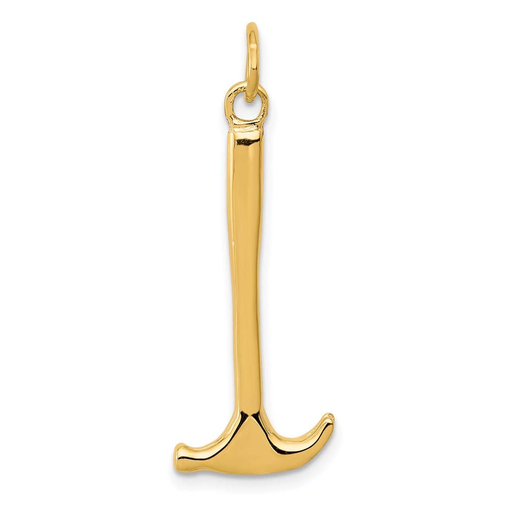 14K 3D Hammer Charm Yellow Gold