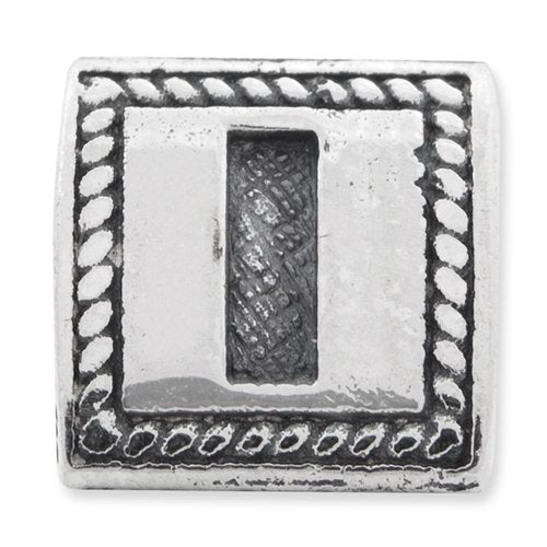 Reflection Beads QRS1429I Sterling Silver Letter I Triangle Block Bead