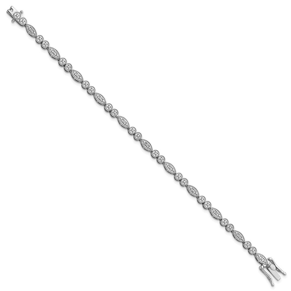 Sterling Silver Rhodium-plated Diam. Bracelet 7 inches