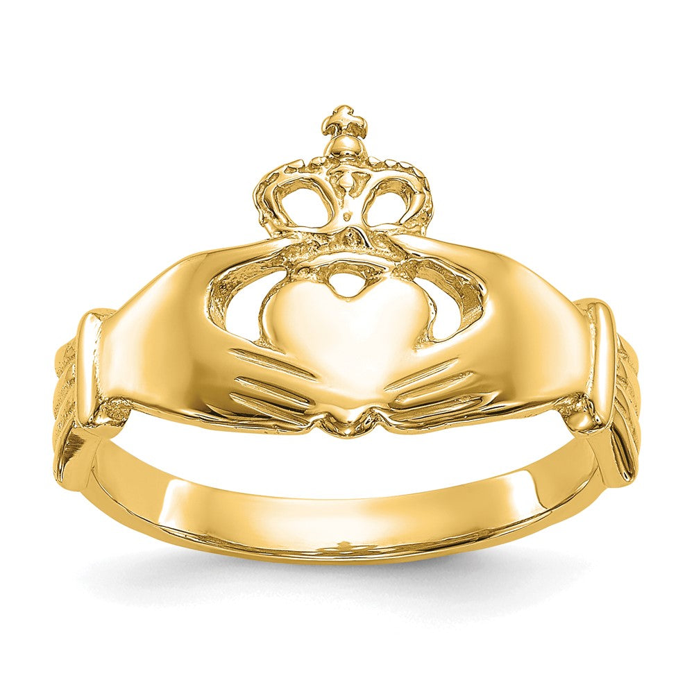 14k Polished Claddagh Ring Size 7
