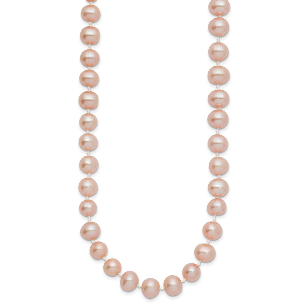 14k 7-8mm Pink Near-Round Freshwater Cultured Pearl 24 inch Necklace