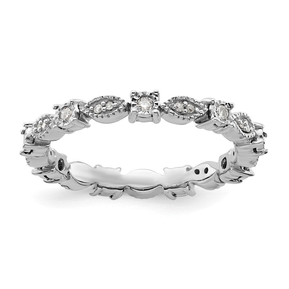 Sterling Silver Stackable Expressions Polished Diamond Ring Size -10