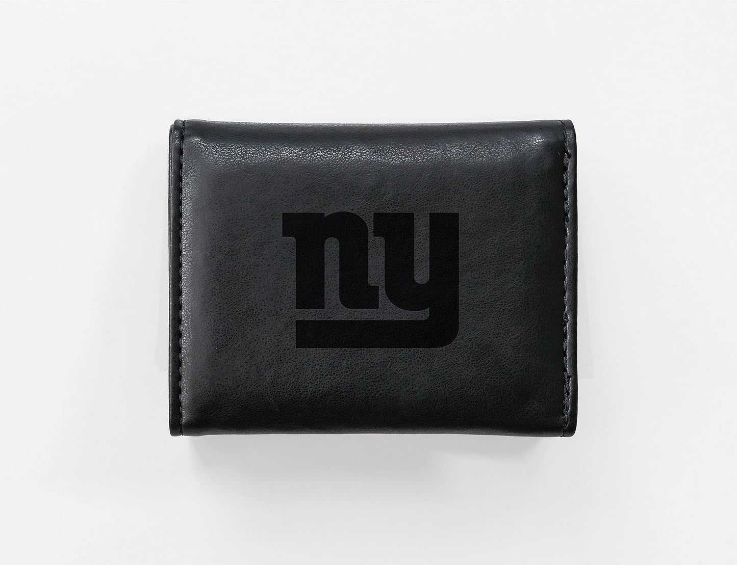 Football Rico Industries New York  Black Laser Engraved Trifold Laser Engraved Tri-Fold Wallet - Men's Accessory