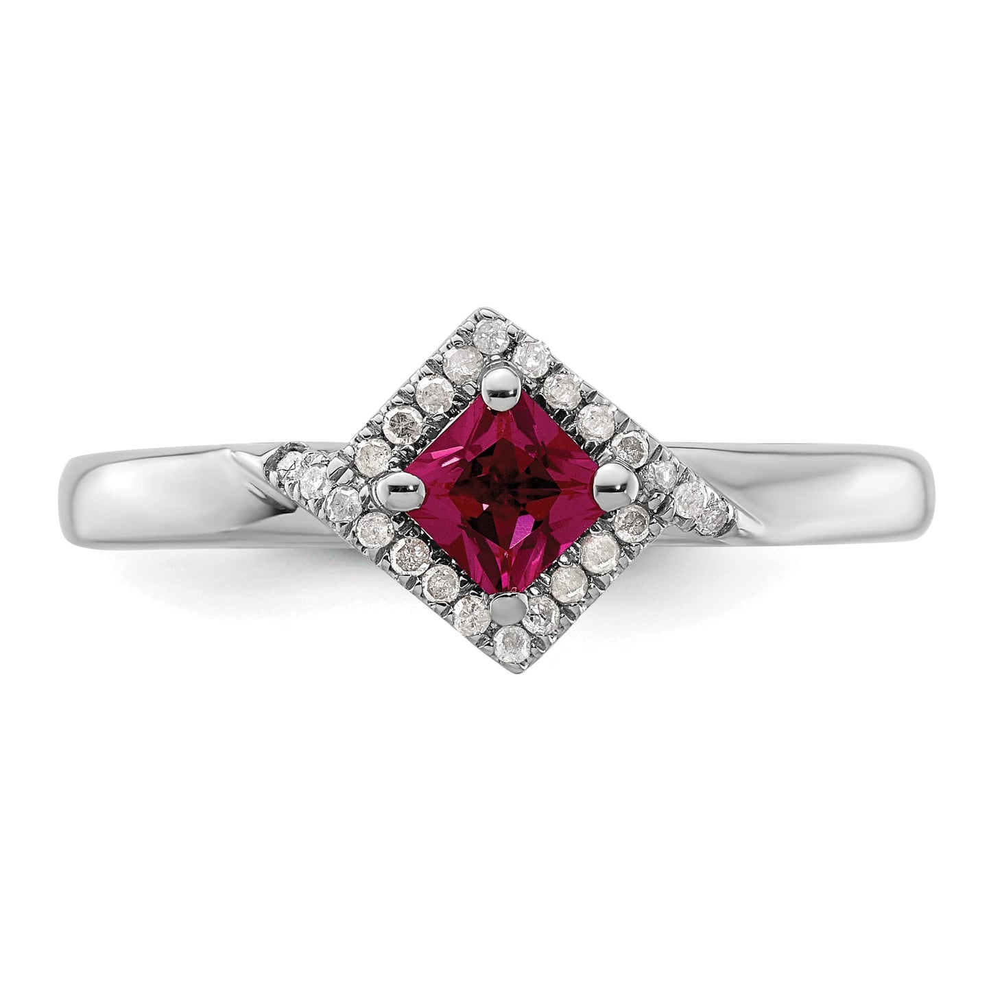 Sterling Silver Stackable Expressions Polished Cr. Ruby & Dia Ring Size -9