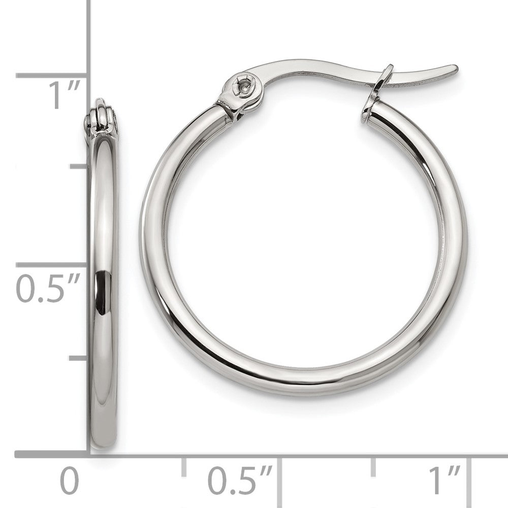 Stainless Steel Polished 22mm Diameter Hoop Earrings